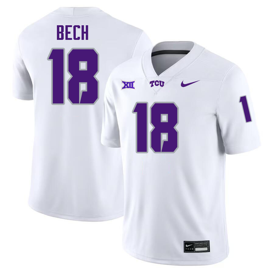 #18 Jack Bech TCU Jersey,Texas Christian University Horned Frogs Football Jersey-White